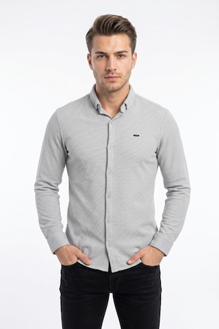 Foterman Erkek Spor Slim Fitt Uzun Kol Gömlek Bgl-st05439 Açık Gri