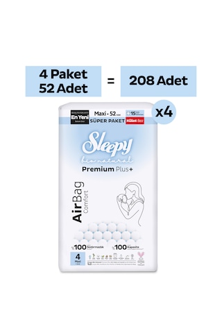 Sleepy Bio Natural Premium Plus Airbag Comfort Ultra Paket Külot Bez 4 Numara Maxi 208 Adet