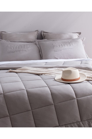 Madame Coco Bobigny Tek Kişilik Supersoft Comforter Set - Gri Gri