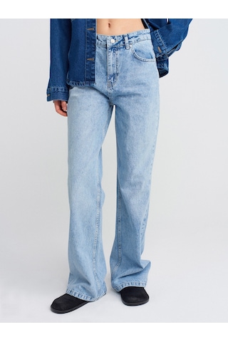 Dilvin 71792 Kar Yıkama Wideleg Denim Pantolon-mavi Mavi