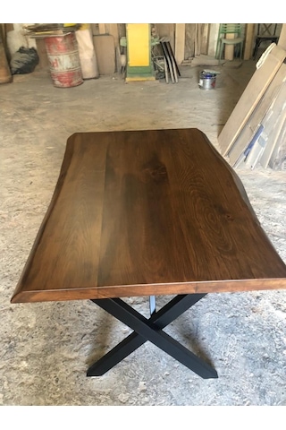 Bintaşmobilya Ceviz Rengi Gürgen Ağacı Kütük Masa Imalatı 80X120.Cm