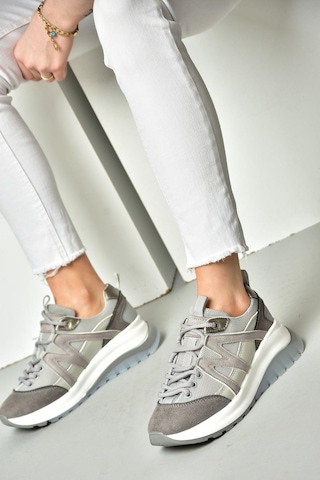 Fox Shoes S973113002 Gri Süet Kadın Spor Ayakkabı Sneakers Gri