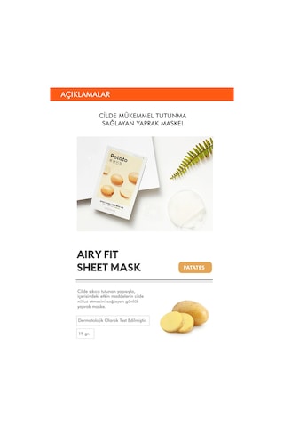 Missha Patatesli Aydınlatıcı Yaprak Maske 1 Adet Airy Fit Sheet Mask Potato