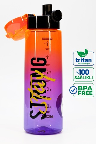 Su Matarası Tritan Geniş Ağız Su Şişesi Grafiti Spor Matarası Suluğu Bpasız 800 Ml Turuncu 0104