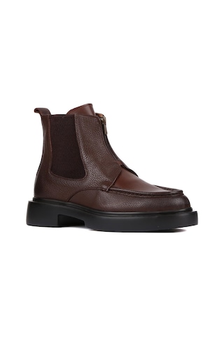 Shoetyle - Kahverengi Deri Fermuarlı Erkek Bot 250-085-1076 Kahverengi