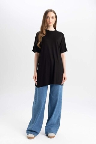 Defacto Regular Fit Kısa Kollu 2li Basic Tişört Tunik D5479axnsbk21 Siyah