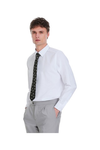 Hatemoğlu Beyaz Slim Fit 100% Pamuk Slim Yaka Pamuklu Uzun Kollu Gömlek 1996519 Beyaz