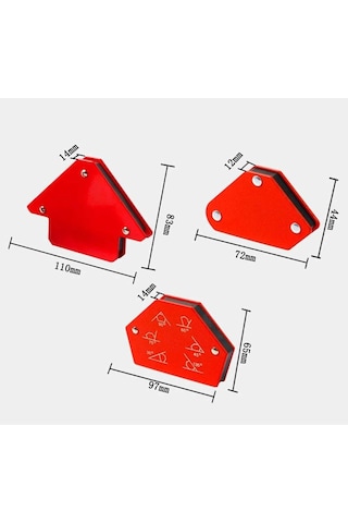 Valkyrie Mıknatıslı Manyetik Gönye Kaynak Tutucu 6'Lı Set Kırmızı