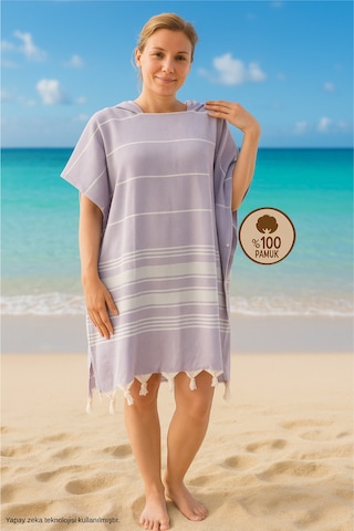 %100 Pamuk Yetişkin Peştemal Panço Bornoz Plaj Havlusu Lila L-xl Lila