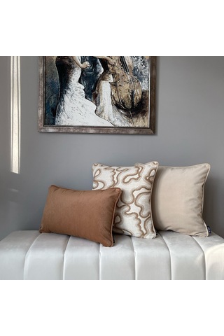 "sable & Curve" Dekoratif Kırlent Set Kahverengi - Vizon - Krem