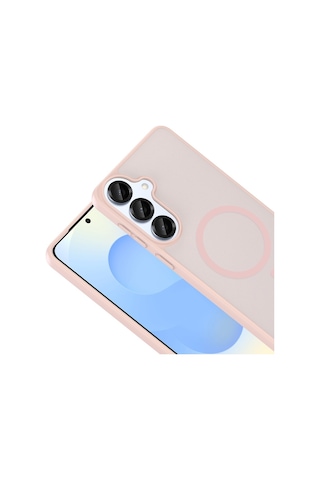 Vendas Samsung Galaxy S26 Plus Kılıf M-safe Şarj Özellikli Zore Babet Kapak + Bilvis Cam Ekran Koruyucu Pembe