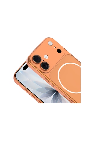 Apple Uyumlu iPhone 17 Kılıf Şarj Özellikli Kamera Korumalı Spark Kapak Turuncu