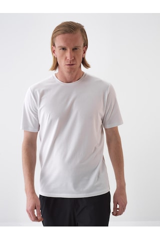 Xint Beyaz Pamuk Dokulu Slim Fit Tişört 502206