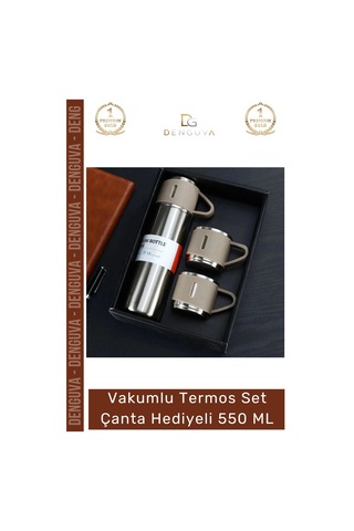 Özel Üretim Paslanmaz Çelik 3 Bardaklı Soğuk Sıcak Termos Vakumlu Termos Set Çanta Hediyeli 550 Ml Çok Renkli 87234240