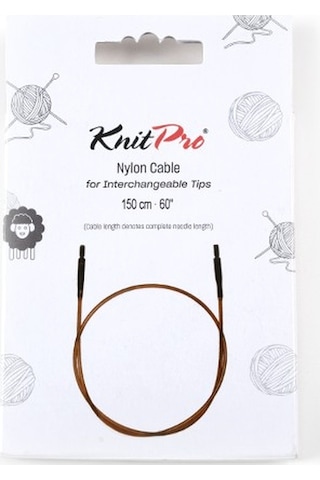 Knitpro Zing Kahverengi Kablo 126-150 Cm Değiştirilebilir Örgü Şişleri İçin Ginger Needle Harness Nylon Natural Brown Single Cord 31297