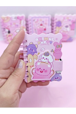 Animal Party Cırtlı Cep Boy Sevimli Mini Not Defteri 7x8 Cm - Hi