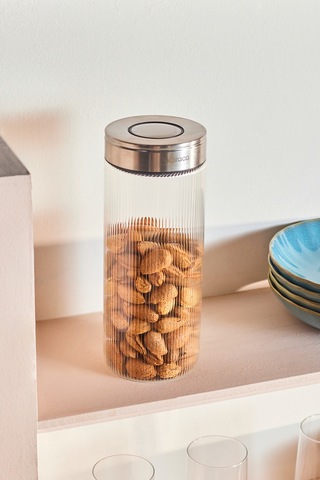 Karaca Ripple Inox Cam Saklama Kabı 1300 Ml Beyaz