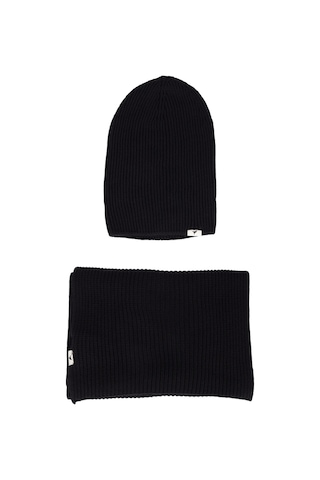 AC&Co / Altınyıldız Classics Erkek Siyah Rüzgar Geçirmez Sıcak Tutan Triko Atkı-bere Set