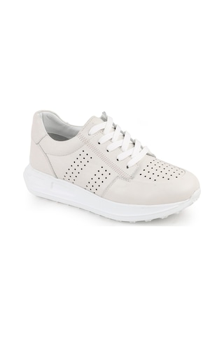 Libero L10.2255 Hakiki Deri Baskılı Ultra Hafif Kalın Eva Taban Kadın Casual Sneaker Ekru