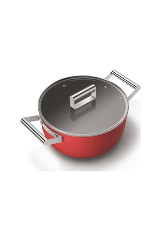 Smeg Cookware 50's Style Kırmızı Tencere Cam Kapaklı 4.6 L