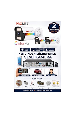 2 Li Sesli Güvenlik Kamerası 5 Mp Gece Renkli Yüz Ve Araç Tanımalı Full Hd Kamera Sistemi