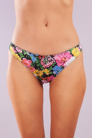 Golshan Garden Brazillian Slip, Kadın Dantelli Çiçek Baskılı Brezilyan Külot Çok Renkli