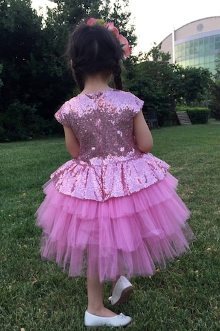 Lilymoon Kız Çocuk Tüllü Abiye Elbise Pul Payetli Pembe