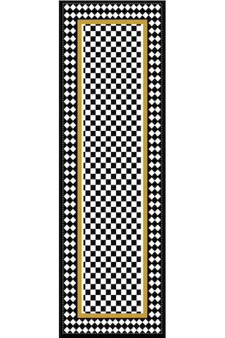 Siyah Çerçeveli Desen Premium Masa Örtüsü Runner Rnr073n11