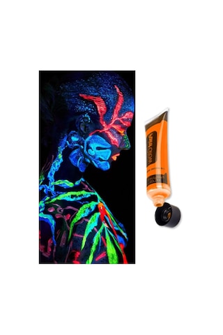 Karanlıkta Parlayan Neonlu Glow Parti Yüz Boyası - Turuncu - 1 Adet