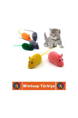 Evcil Hayvan Pet Enerji Atma Zihinsel Uyarı İlgi Çekici Sesli Sevimli Kedi Eğitim Oyun Faresi 4 Adet