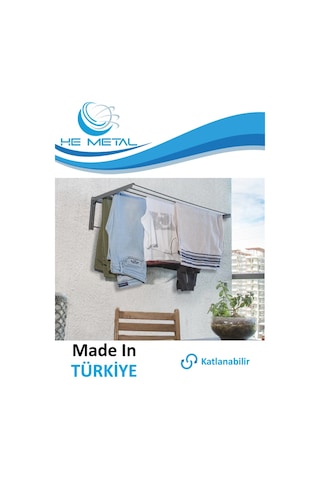 Duvara Monte Katlanabilir Çamaşır Askısı - 85x40 Cm