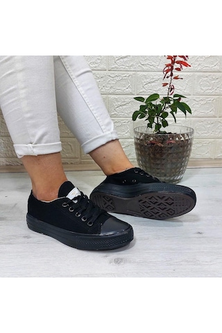 Fiyra 554 Siyah-siyah Kısa Unisex Sneaker Keten Spor Ayakkabı 001