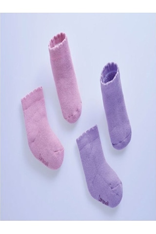 Caramell 2'li Mor-pembe Kışlık Pamuklu Çorap 001 Caramell 2'li Mor-pembe Kışlık Pamuklu Çorap 001