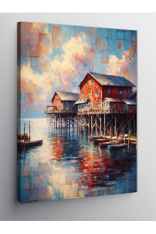 Kanvas Tablo Göldeki Evler 100cmx140cm