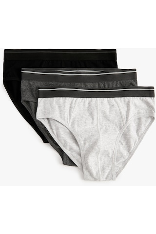 Koton 3'Lü Slip Boxer Seti Çok Renkli Gri Melanj 4Slm90063Mk Gri Melanj