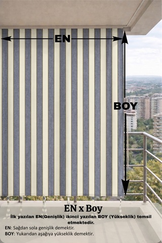 Gri-krem Balkon Perdesi Kornişli Bağcıklı Su Geçirmez Dış Mekan Dayanıklı Modern Balkon Brandası