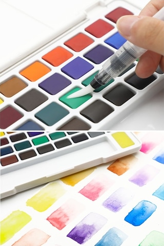 Tablet Sulu Boya 18 Renk Plastik Kutu 1 Paket Monalisa 18 Li Taş Sulu Boya Tablet Suluboya Resim Hobi Sanat Çok Renkli