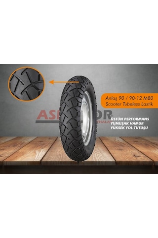 Anlaş 90 / 90-12 Mb-80 Scooter Tubeless Lastik 90 90 12 4 Mevsim