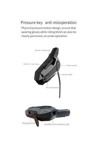 Vkemall Motosiklet Kasklarına Uygun Bluetooth İnterkom Kulaklığı Sadece Ön Ve Arka Koltuk İnterkomunu Destekler