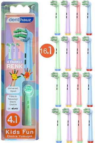 Kids Fun - Çocuklara Özel Extra Yumuşak Oral B Şarjlı Diş Fırçası Yedek Başlığı - 16'lı Yedek Başlık