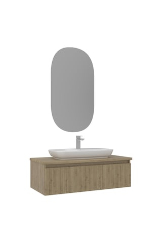 Orka Lentia 100 Cm Meşe Banyo Dolabı Alt Modül Lavabo Meşe