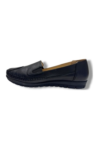 Üçel 134-26 Hakiki Deri Anatomik Lastikli Kadın Ayakkabı Siyah