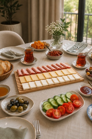 Bambu Sunumluk 39x17 Cm Kahvaltı Peynir Zeytin Servis Tahtası Oluklu Ahşap Sunum Tabağı Açık Kahverengi