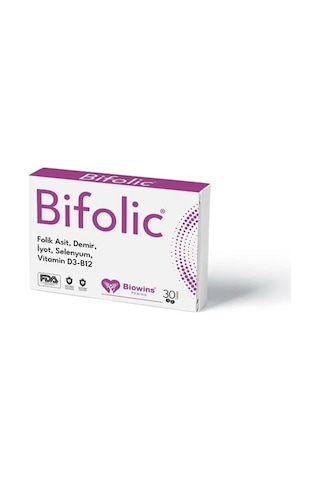 Bifolic Folik Asit Demir Selenyum İyot Vitamin 30 Tablet