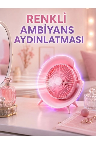 3 Hız Ayarlı Usb Şarjlı Rgb Masa Fanı