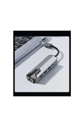 Usb-c To Gigabit Ethernet Adaptör 3 Port Usb 3.0 Hub + Pd Şarj Destekli Çoklayıcı, 1000 Mbps Rj45 Kablolu İnternet, 5gbps Veri Aktarımı Zr1158