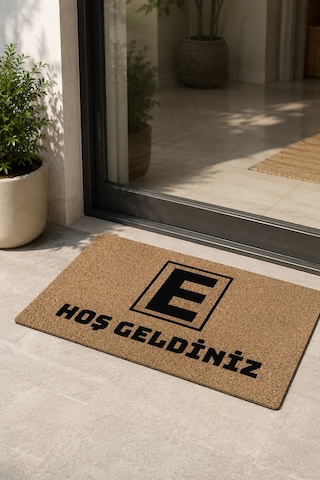Valerine Life Eczane Logolu Coco Görünüm Kaymaz Hoş Geldiniz İşyeri Koko Kapı Önü Paspası 50x90cm Kahverengi