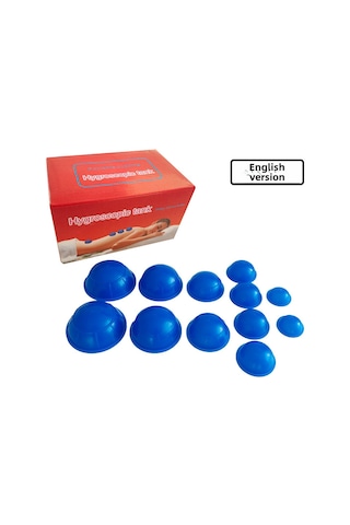 Yuntech01 12'li Silikon Vakum Çekim Kavanozları - Sağlık Masajı İçin Esnek, Dayanıklı Ve Taşınabilir Hijyenik Uygulama Seti Mavi Paket Çok Renkli