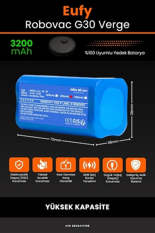 Eufy Robovac G30 Verge 3200mah Robot Süpürge Bataryası
