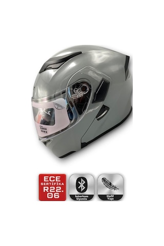 Motosiklet Rs2 Kask Çene Açılır Güneş Vizörlü Glos Grey Gri
